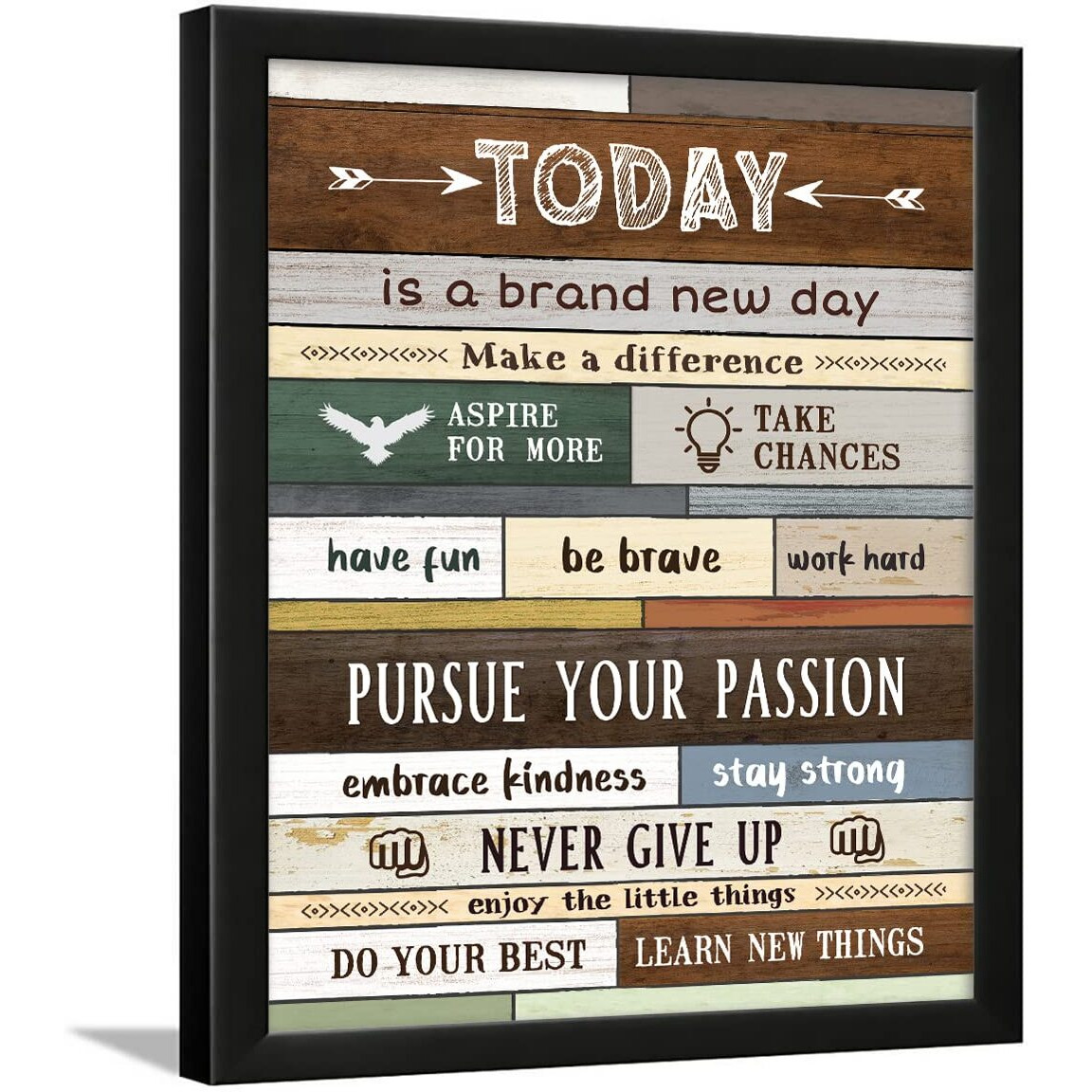 Chaka Chaundh Acrylic Inspirational Wall Art For Office Quotes - Today Rules Framed Wall Art For Bathrooms - Motivational Modern Office Decor Framed Art Wall Dcor For Women - (14 X 11 Inches)