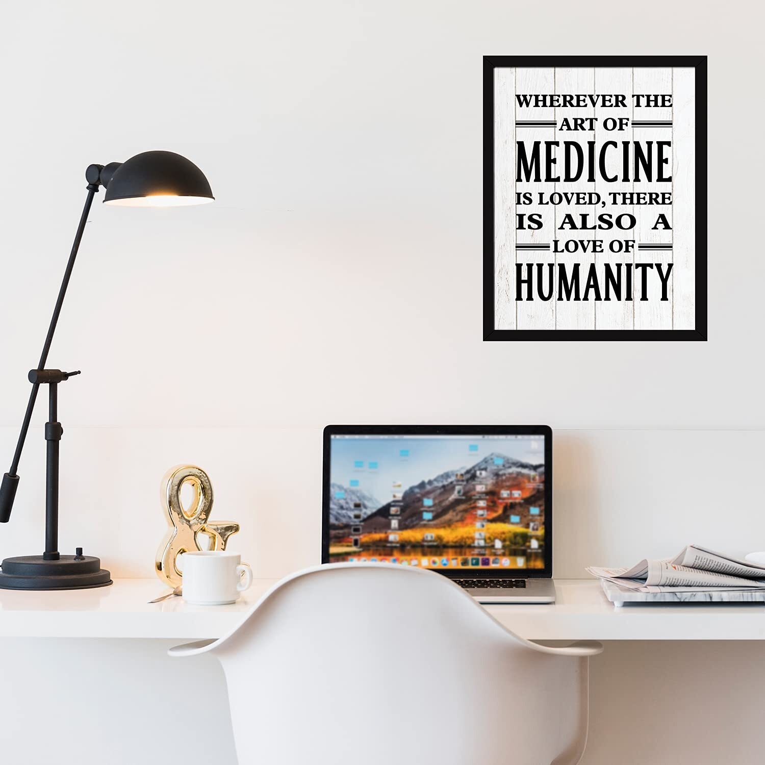 Chaka Chaundh - Doctor Quotes Wall Frames -Doctor Poster- Quotes Wall Frames For Hospital - Medical Quotes Wall Frames - Quotes Wall Frames For Clinic -(13.5X10.5 Inches) (Wherever The Art Of - White)