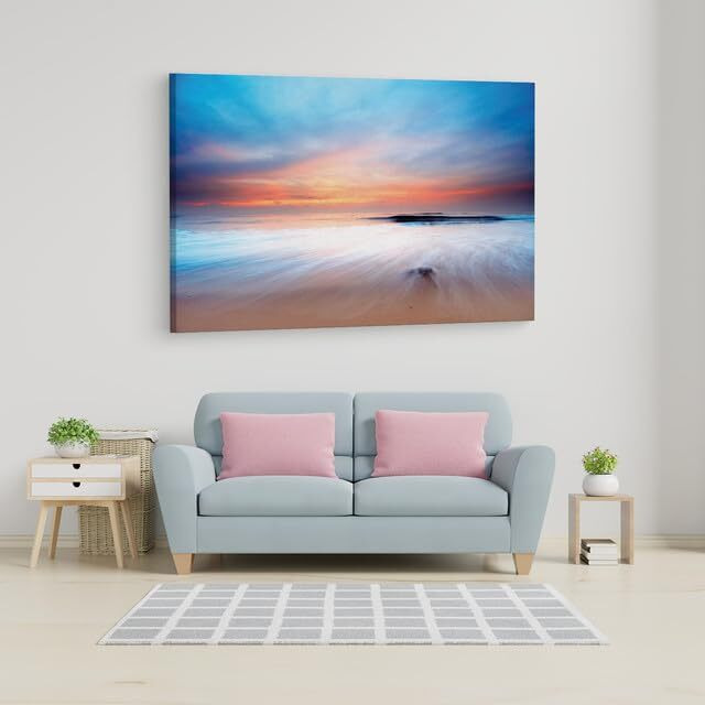 Truecanvas Mac Beach Sunrise, Wooden Framed Canvas Paintings For Home Decor | Bedroom, Living Room,Wall Decoration | Wall Art Painting, Ct0892, Size 16 X 24 In