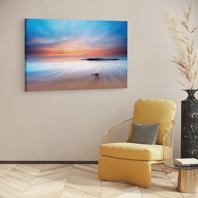 Truecanvas Mac Beach Sunrise, Wooden Framed Canvas Paintings For Home Decor | Bedroom, Living Room,Wall Decoration | Wall Art Painting, Ct0892, Size 16 X 24 In