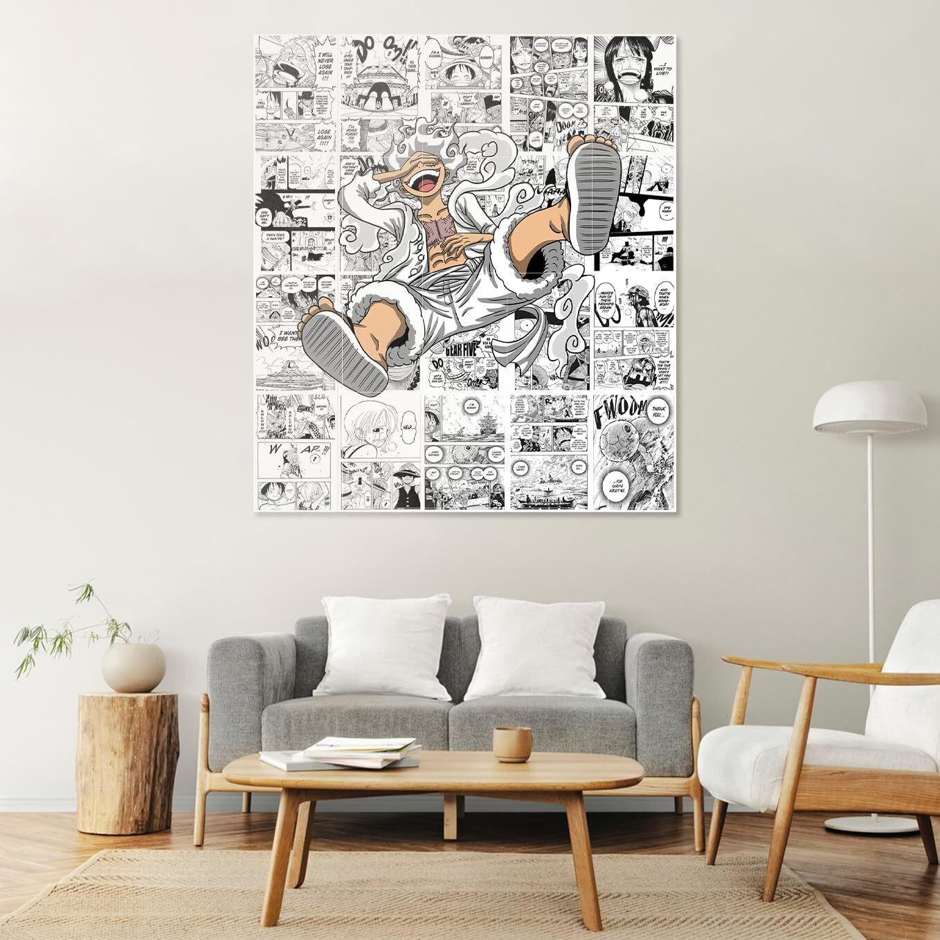 Soulabiti Set Of 20 Manga Style A4 Panels For Wall Art (119 Cm X 105 Cm, With Double Sided Tape) - Illustration For Anime Fans - Multicolor (Luffy Gear 5 Manga Panel)
