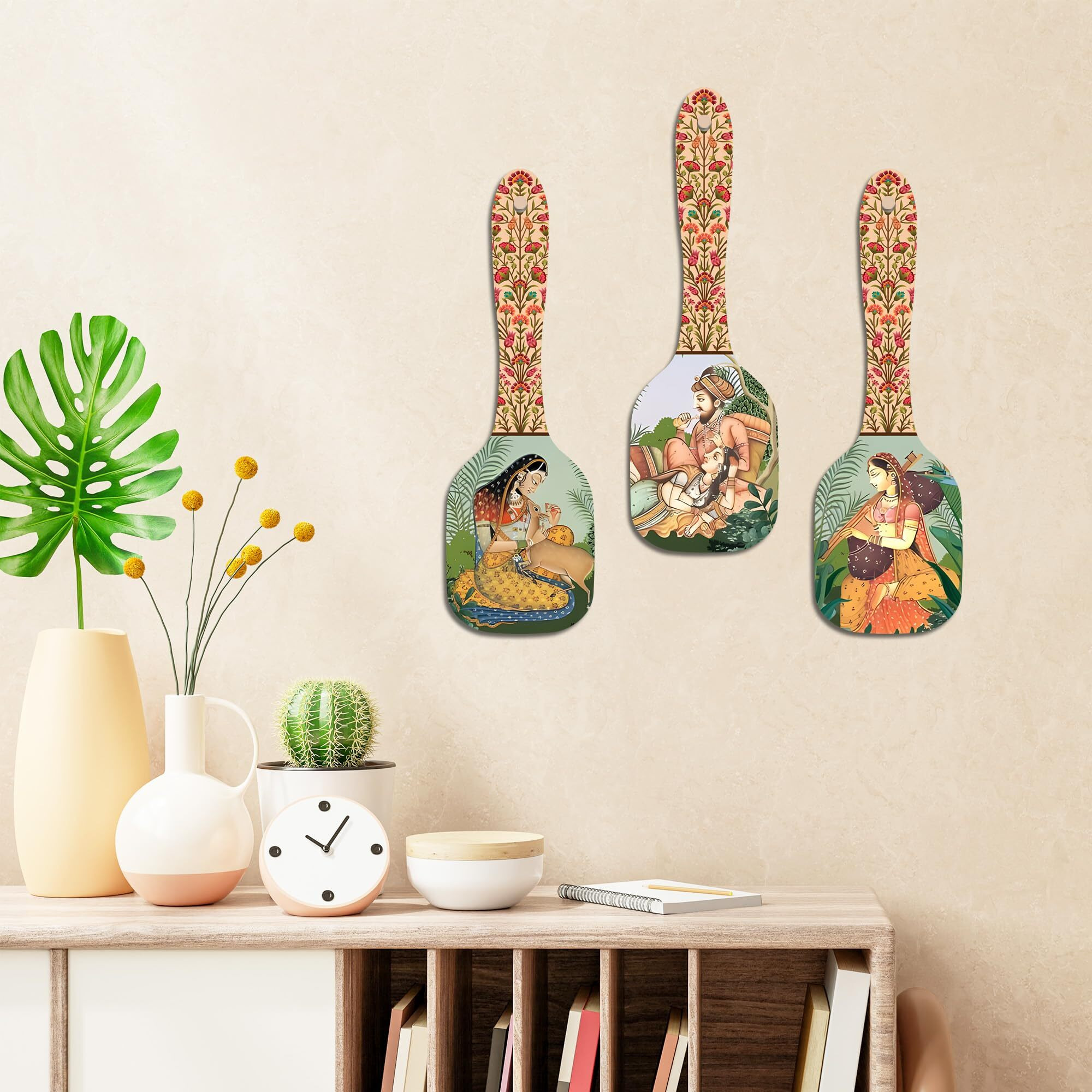 Artvibes Royal Mural Art Wooden Wall Hanging Decoration Item For Home | Bedroom | Living Room | Mdf Designer Decorative Artwork | Ideal Gift | Stylish Modern Decor Item For Hall (Wh_11002N) (Set Of 3)