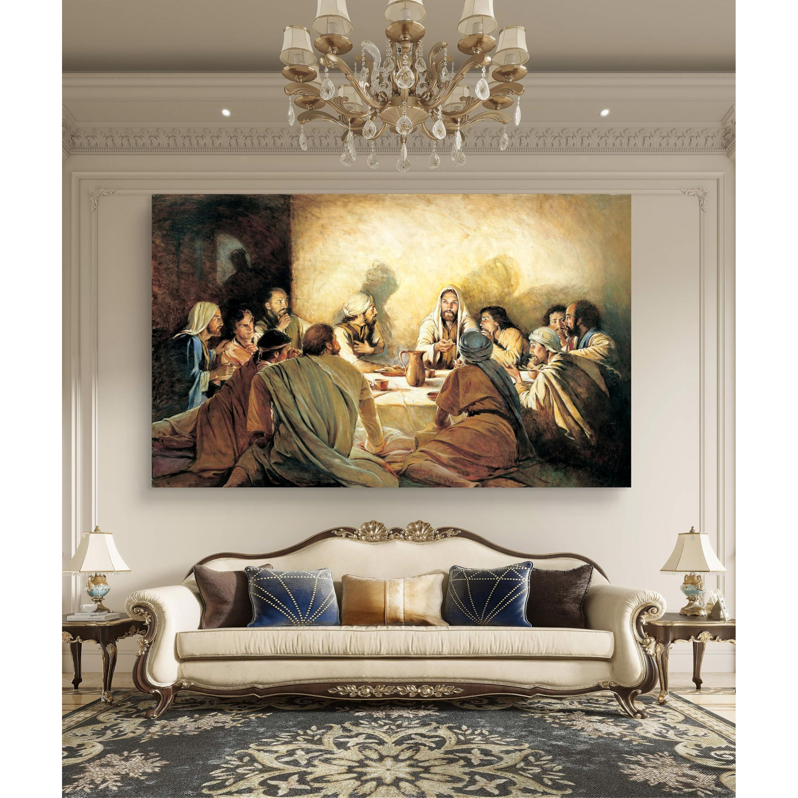 Elegance Last Supper Jesus Christ Big Size Canvas Painting Picture Photo Christian Art For Wall Living Room Dining Room Home Decor Painting Size - 36 Length X 22.5 Height Inch