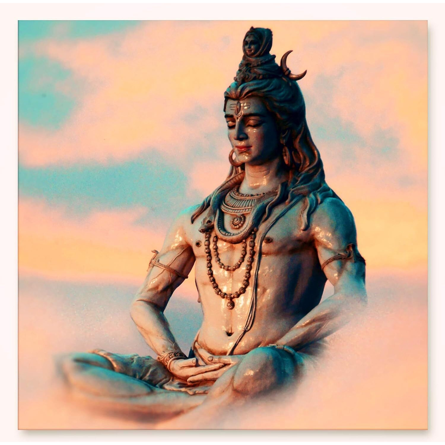 Casperme Lord Shiva Wall Painting For Living Room, Religious & Traditional Home Decor, Hindu God Ideal For Bedroom, Hotels & Office Decoration (76 X 76 Cm) (Multi)