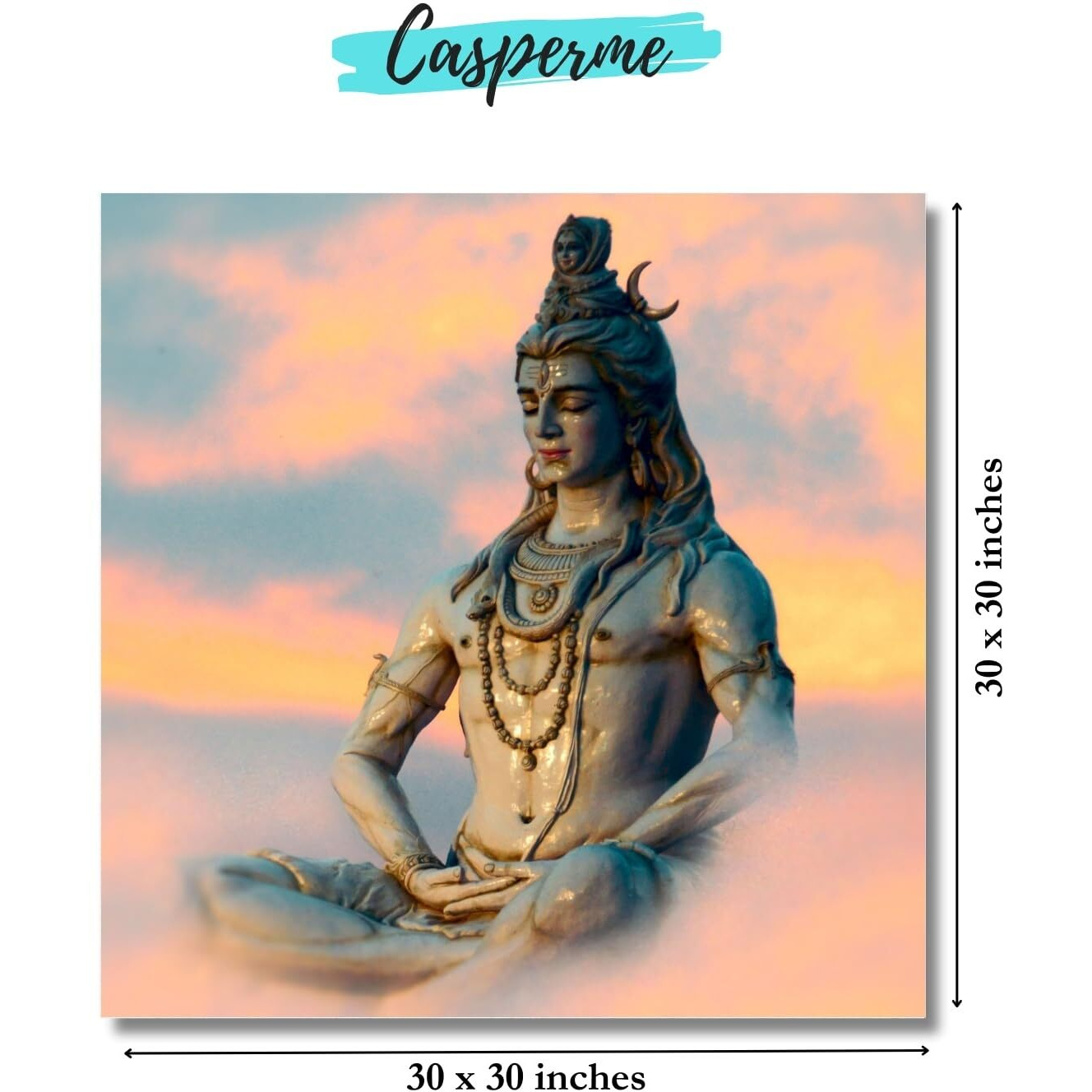 Casperme Lord Shiva Wall Painting For Living Room, Religious & Traditional Home Decor, Hindu God Ideal For Bedroom, Hotels & Office Decoration (76 X 76 Cm) (Multi)