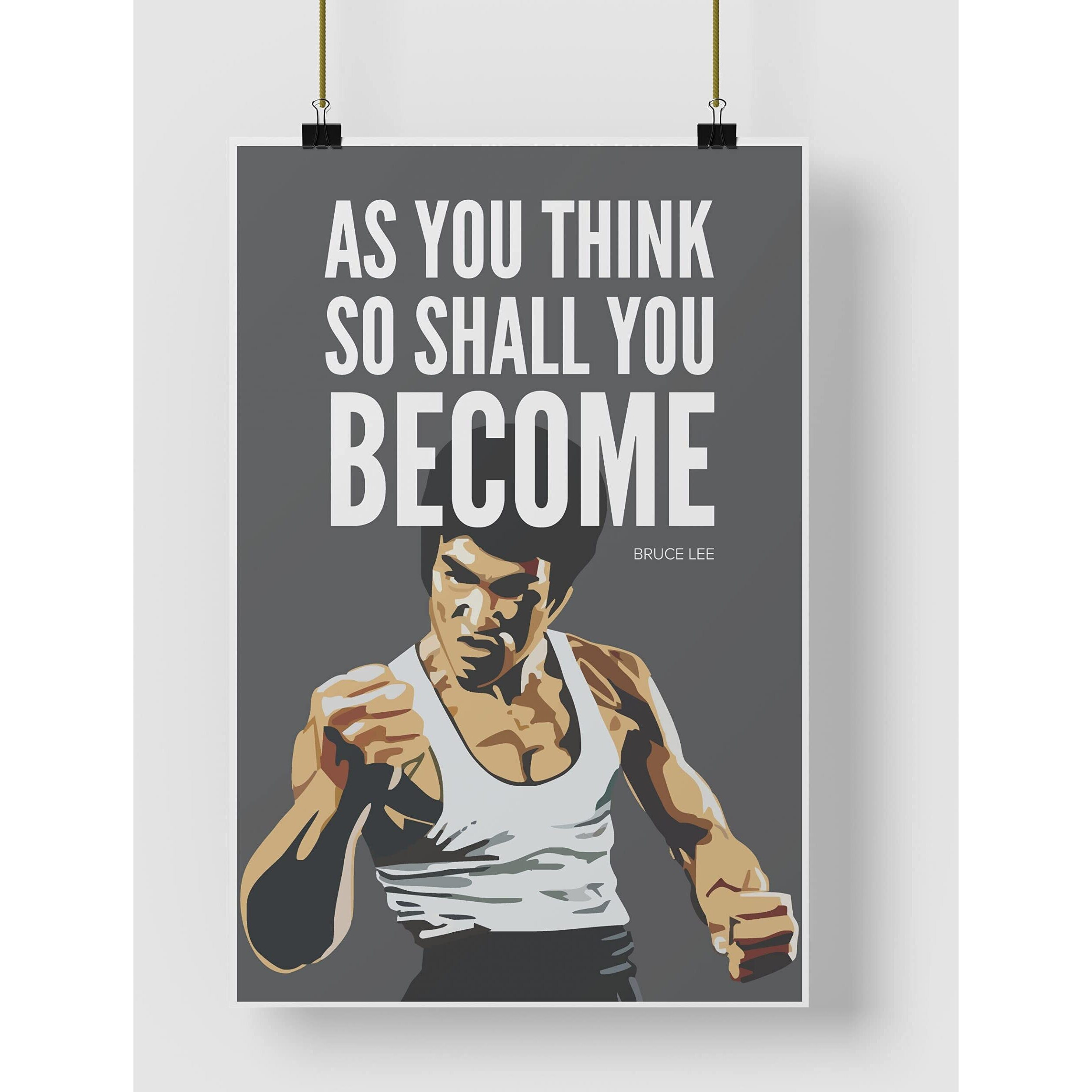Inephos Bruce Lee As You Think Quote Poster Art, Grey, 300 Gsm Paper, 12 X 18 Inch