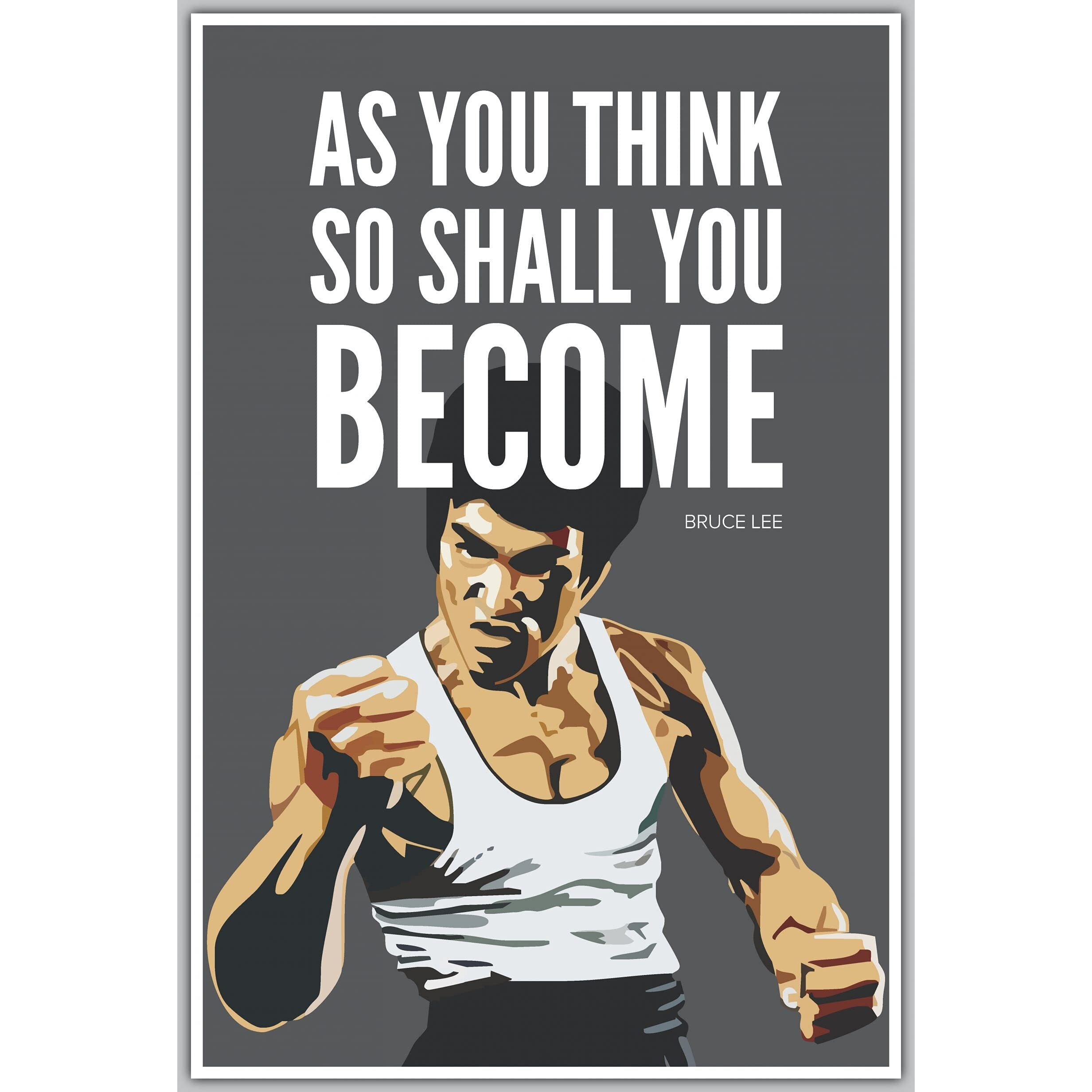 Inephos Bruce Lee As You Think Quote Poster Art, Grey, 300 Gsm Paper, 12 X 18 Inch