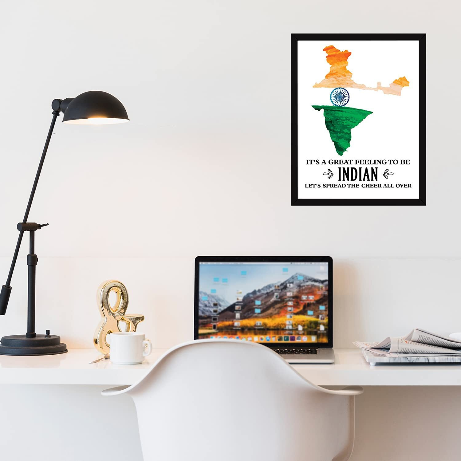 Chaka Chaundh - India Quotes Frame - Indian Poster - Patriotic Wall Decor  Nationalist Framed Poster - (13.6 X 10.6 Inches)