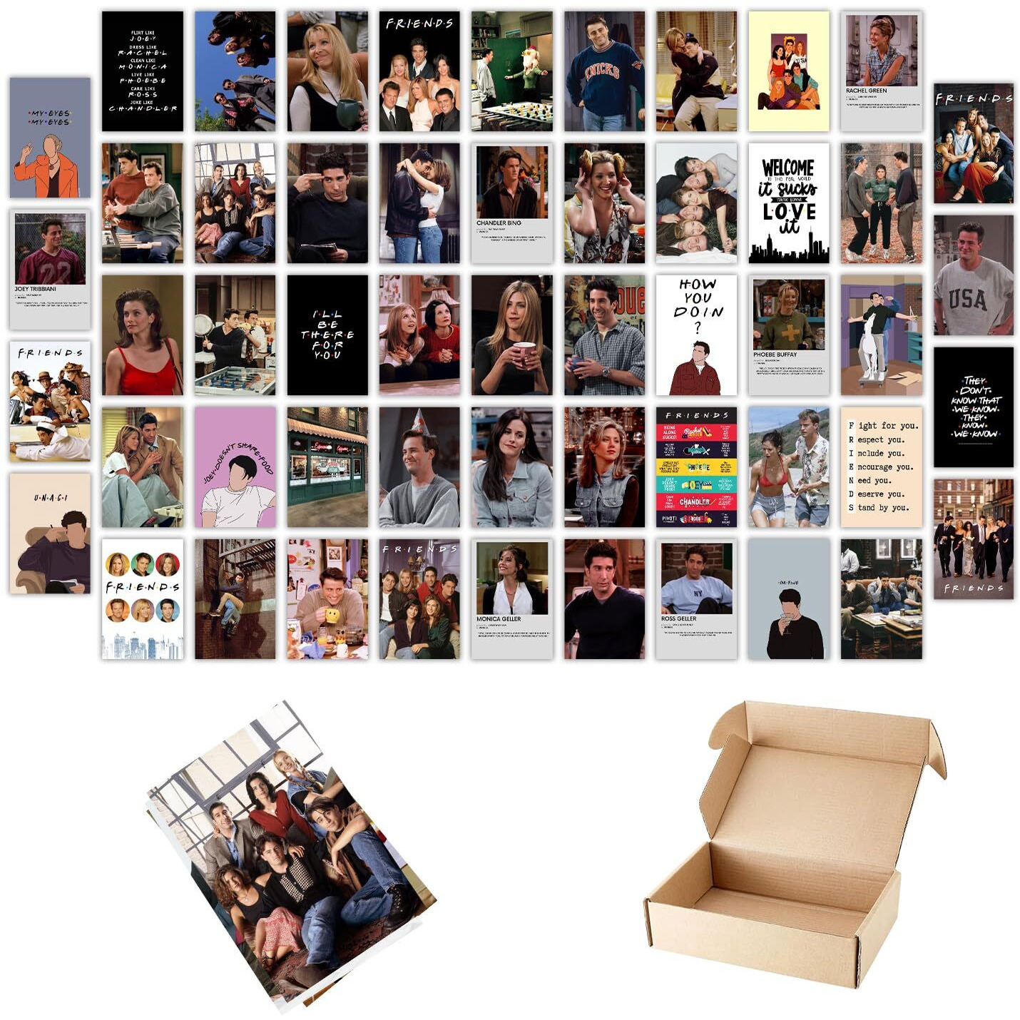 Printnet Pack Of 54 Friends Aesthetic Wall Collage Kit Posters | 4 X 6 Inches Posters For Wall Decoration | Wall Art For Bedroom, Office, Living Room, Dorm Room (Friends)