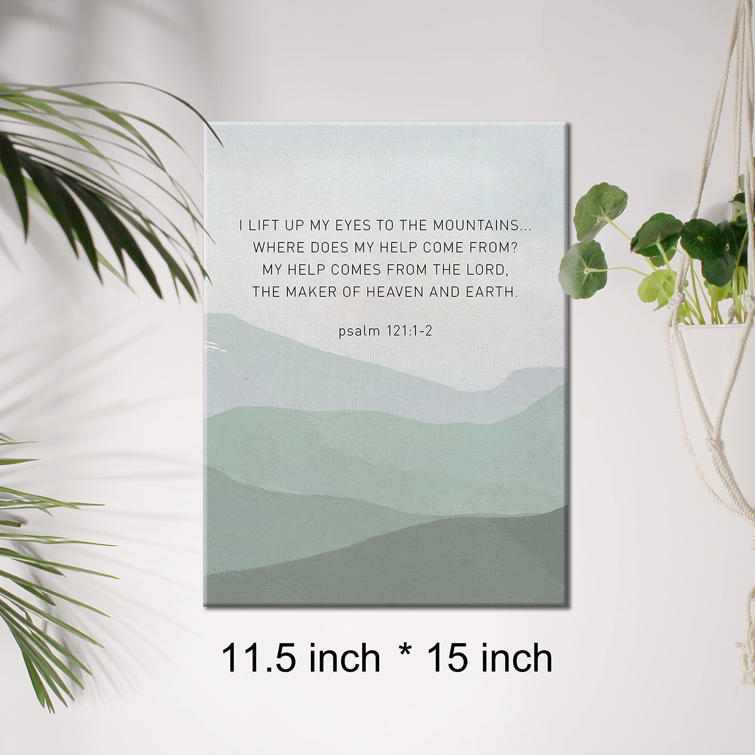 Christian Canvas Wall Art Motivational I Lift Up My Eyes To The Mountains Canvas Print Positive Scripture Bible Verse Painting Home Wall Decor Framed 12X15 Inch