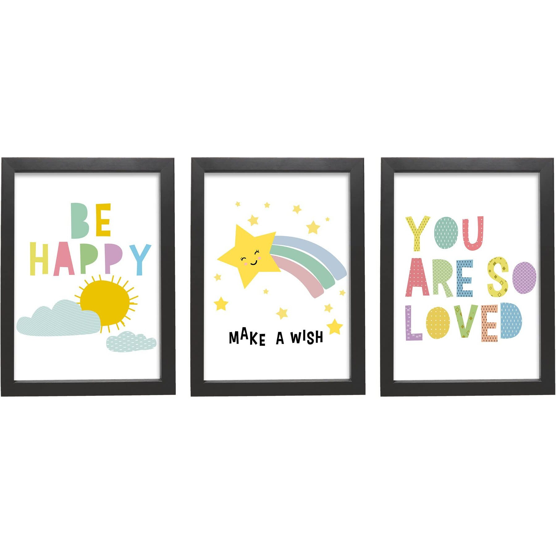 Tied Ribbons Motivational Wall Art Hanging Poster Printed Framed Paintings For Kids Room Bedroom Boys Girls School Home Dcor (Set Of 3, 13.6 Inch X 10.2 Inch)