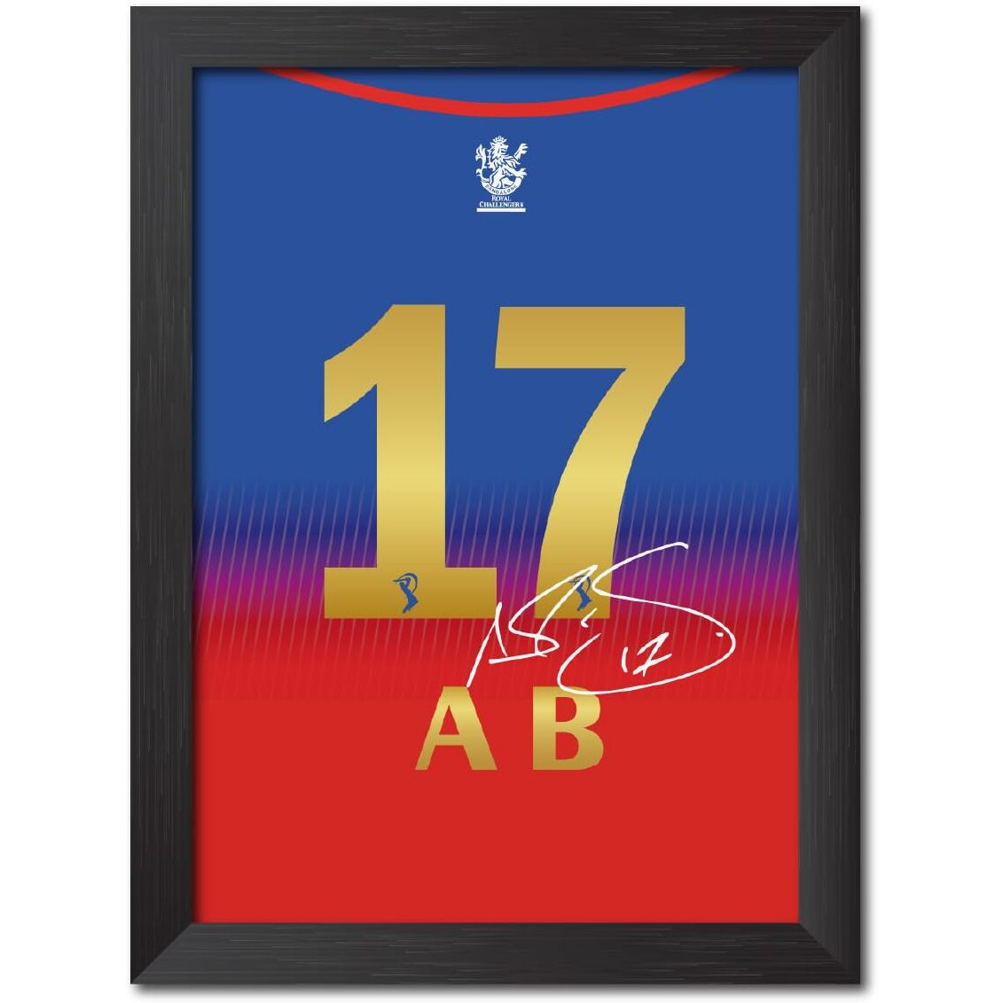 Tenorarts Ab De Villiers Poster Frame Bangalore Jersey Print With Signature Laminated Photo Framed Paintings With Matt Finish Black Frames (12 Inches X 9Inches)