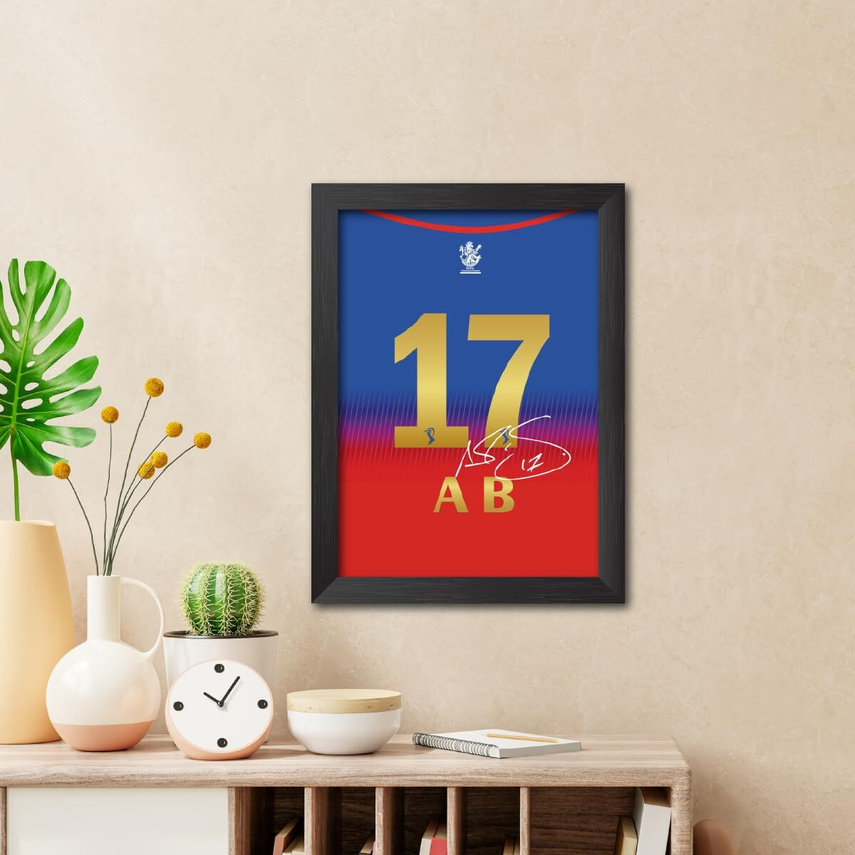 Tenorarts Ab De Villiers Poster Frame Bangalore Jersey Print With Signature Laminated Photo Framed Paintings With Matt Finish Black Frames (12 Inches X 9Inches)