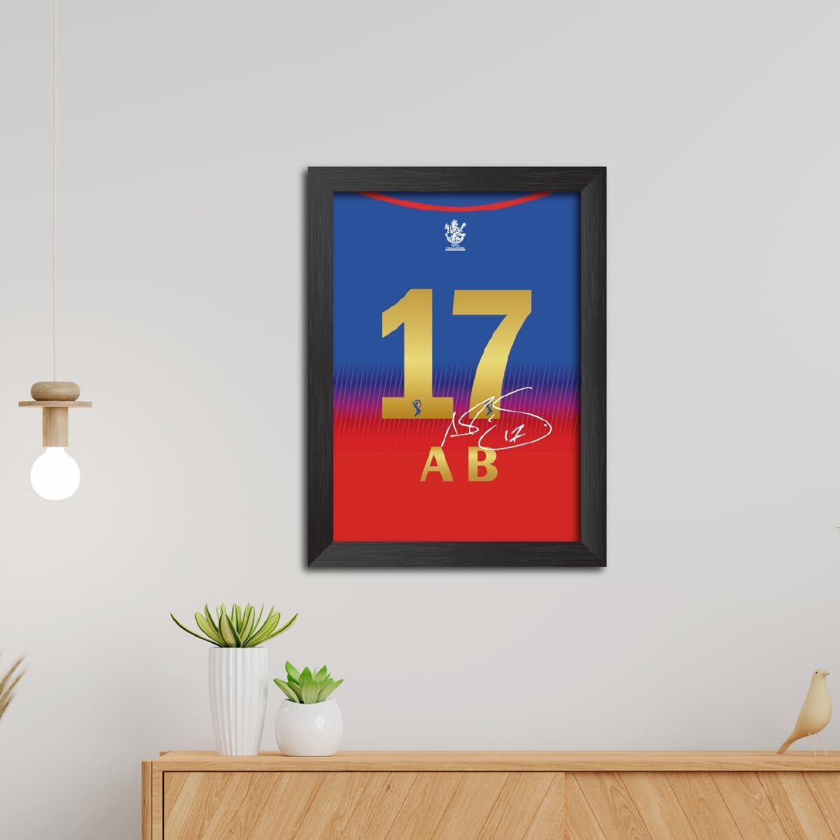 Tenorarts Ab De Villiers Poster Frame Bangalore Jersey Print With Signature Laminated Photo Framed Paintings With Matt Finish Black Frames (12 Inches X 9Inches)