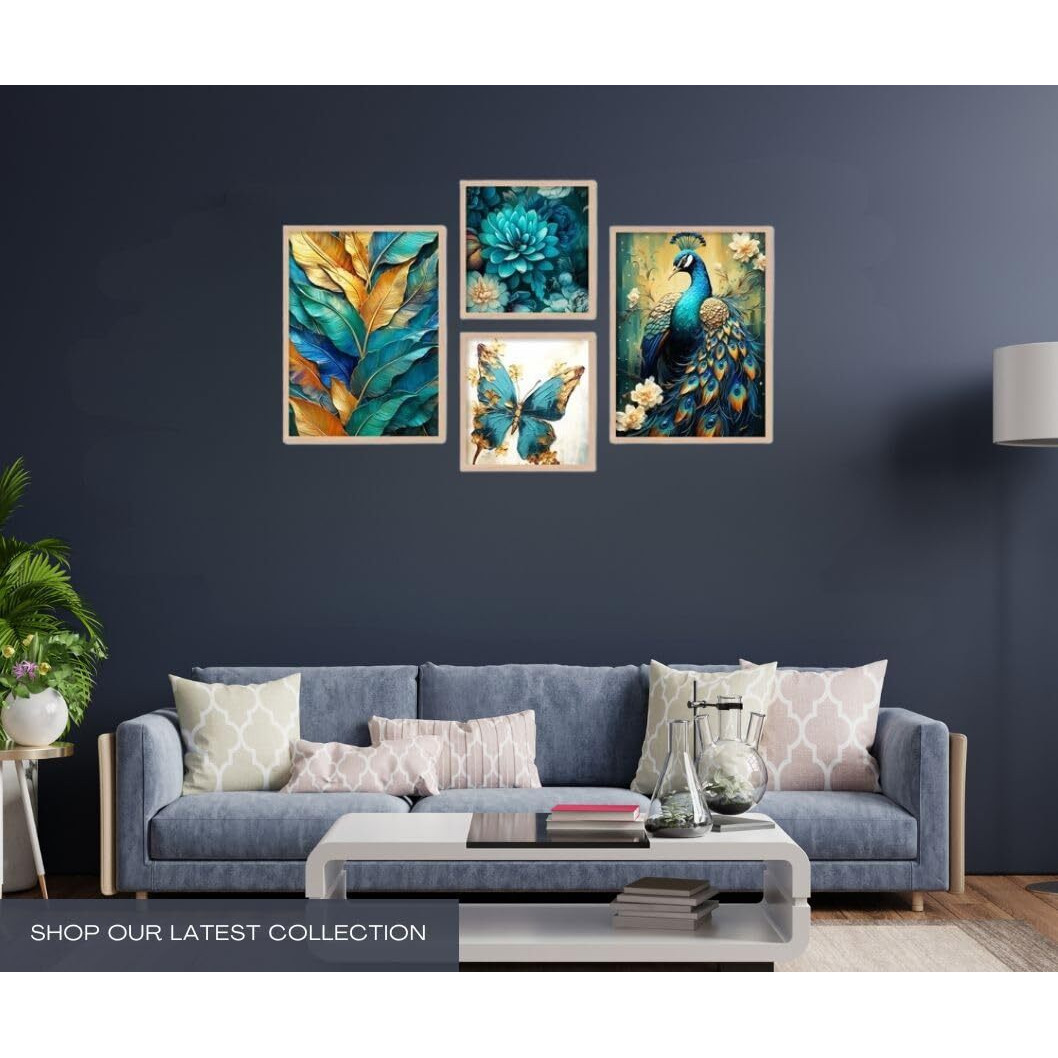 Kalit Kala Decor Paintings For Living Room Office| Modern Art Wall Decor Framed Painting | Framed Wall Posters| Paintings For Wall Decoration Set Of 4
