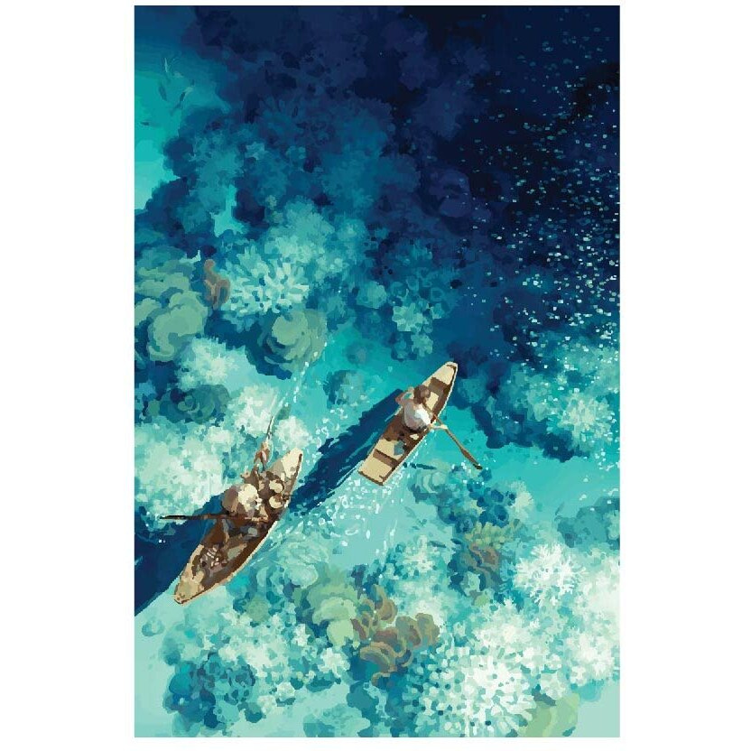 Rangoli 100% Cotton Stretched Canvas Painting 400 Gsm, Framed Boat In Sea Canvas Abstract Wall Art For Living Room, 3D Paintings For Wall Decor (24 X 36 Inch With Frame)