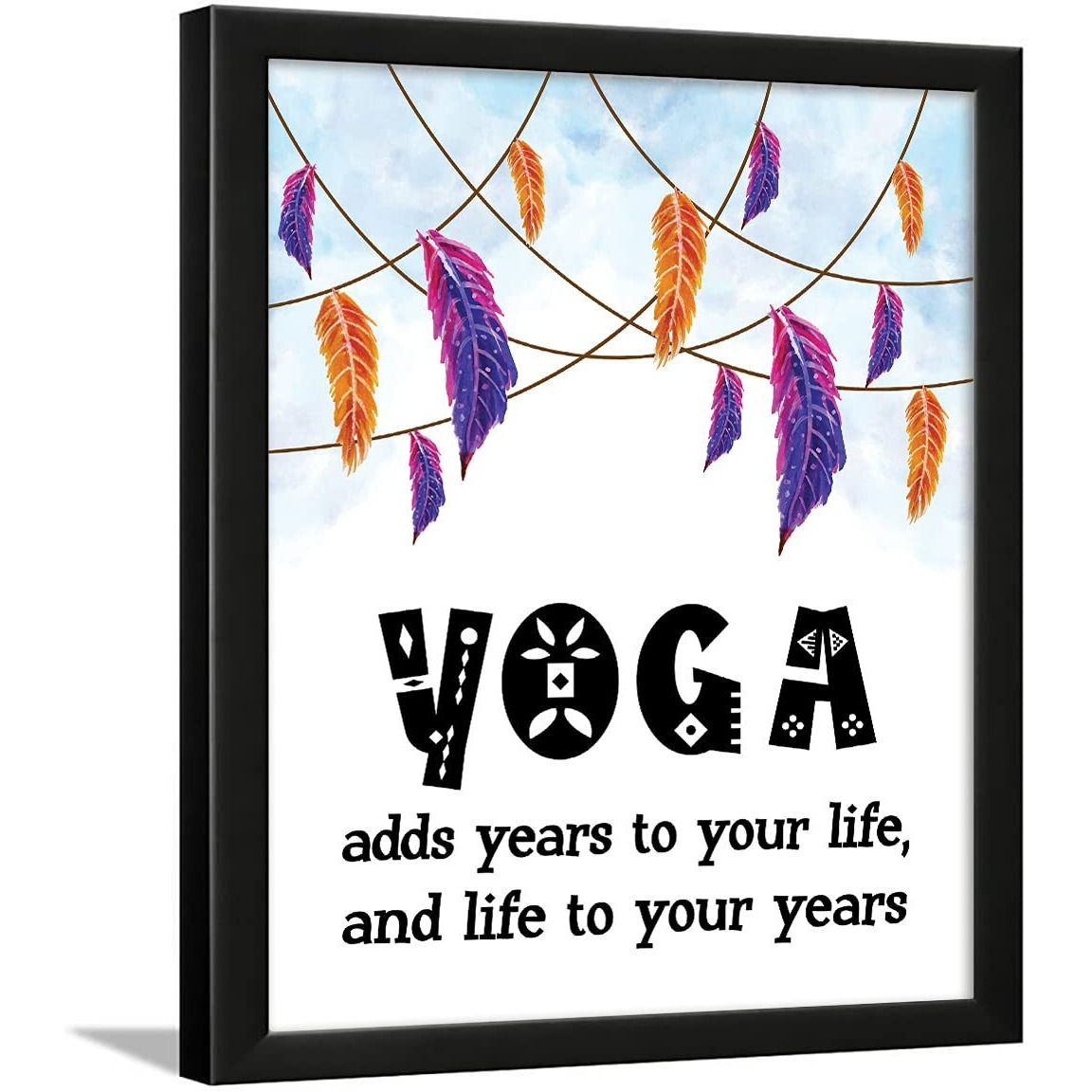 Chaka Chaundh - Yoga Quotes Frames - Meditation Quotes Wall Frame - Yoga Wall Frames - Yoga Wall Decor - Yoga Wall Art - Yoga Posters For Wall - (13.6 X 10.6 Inches) (Yoga Adds Years - White)