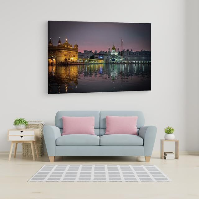 Truecanvas Sri Harmandir Sahib, Wooden Framed Canvas Paintings For Home Decor | Bedroom, Living Room,Wall Decoration | Wall Art Painting, Ct0292, Size 16 X 24 In