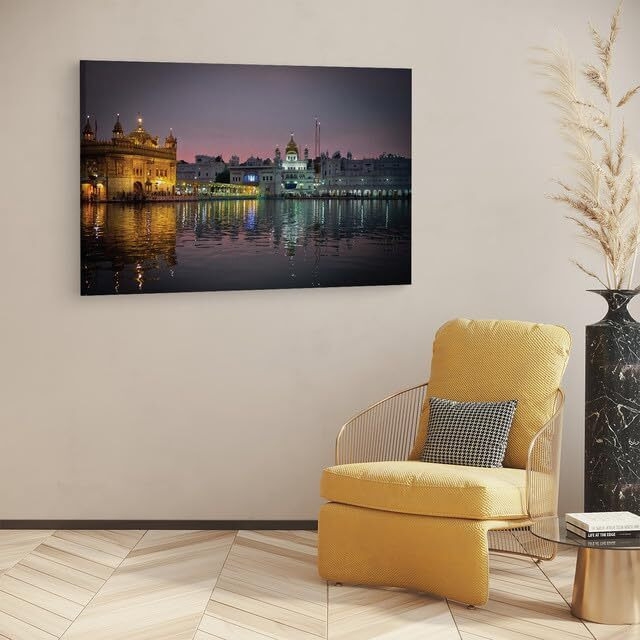 Truecanvas Sri Harmandir Sahib, Wooden Framed Canvas Paintings For Home Decor | Bedroom, Living Room,Wall Decoration | Wall Art Painting, Ct0292, Size 16 X 24 In