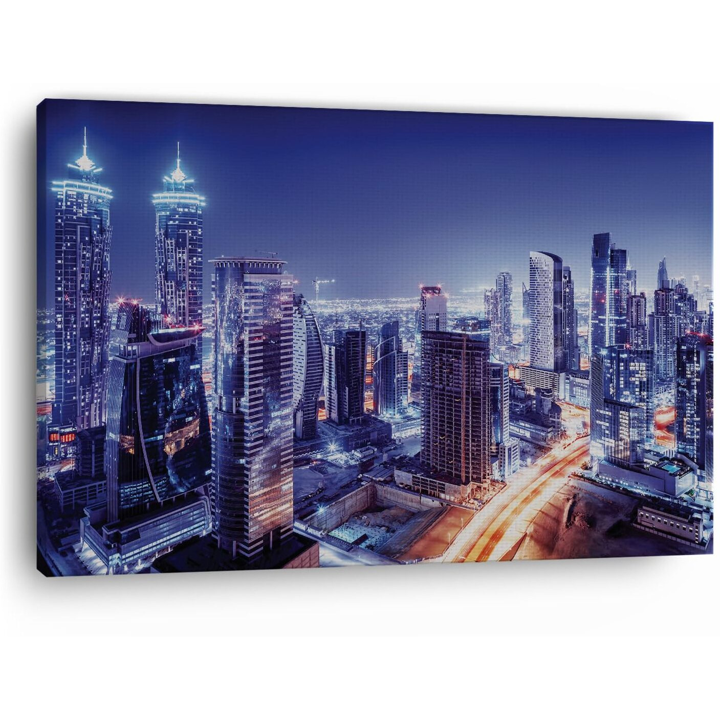 Truecanvas Dubai Downtown Night Scene Uae, Wooden Framed Canvas Paintings For Home Decor | Bedroom, Living Room,Wall Decoration | Wall Art Painting, Ct0136, Size 16 X 24 In