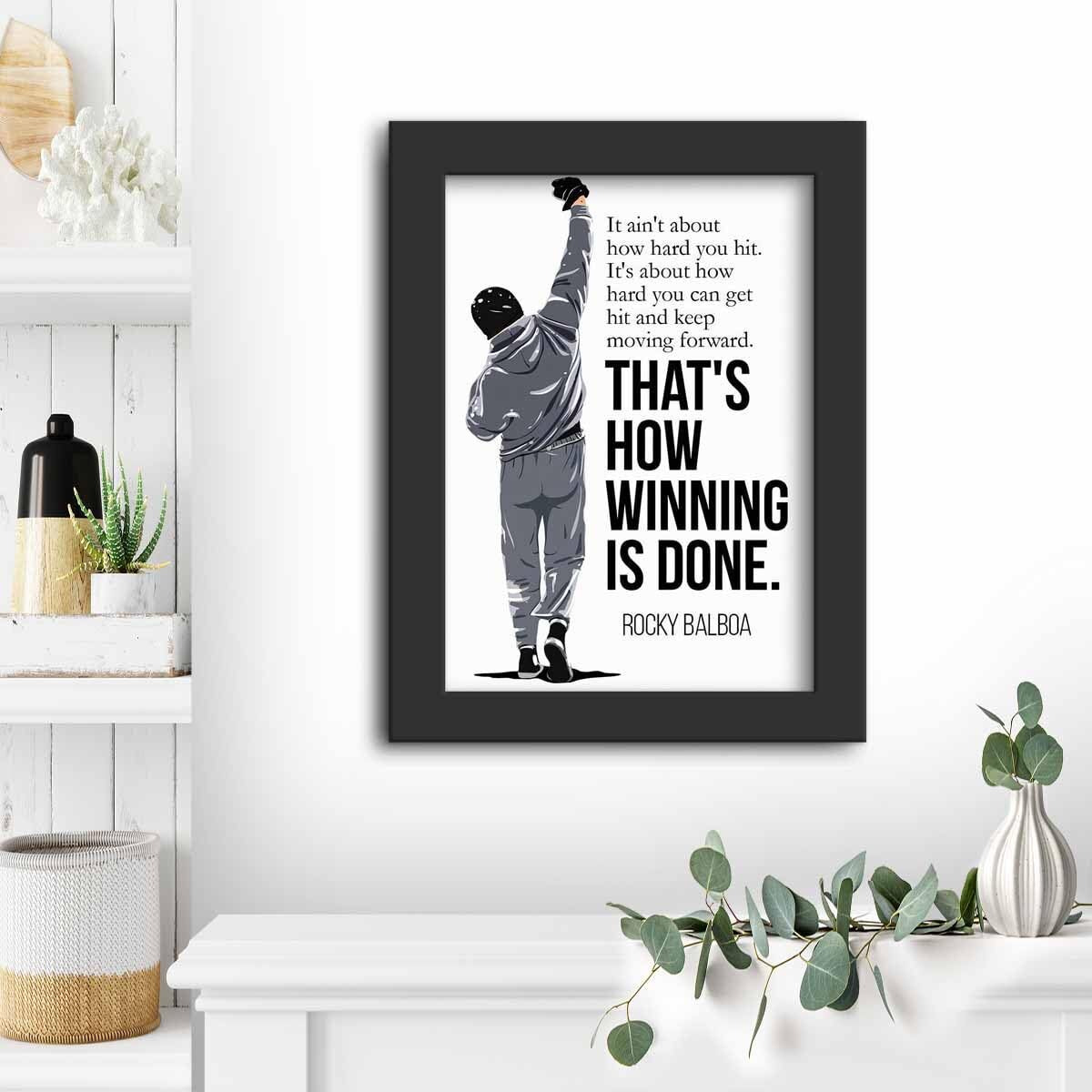Dmcreativitycraft Rocky Balboa Quotes Hollywood Movie Posters Framed Poster For Wall Hanging Living Room, Bedroom And Desk Decor With Thick Matt Black Frame (9.5 X 12.5 Inches)