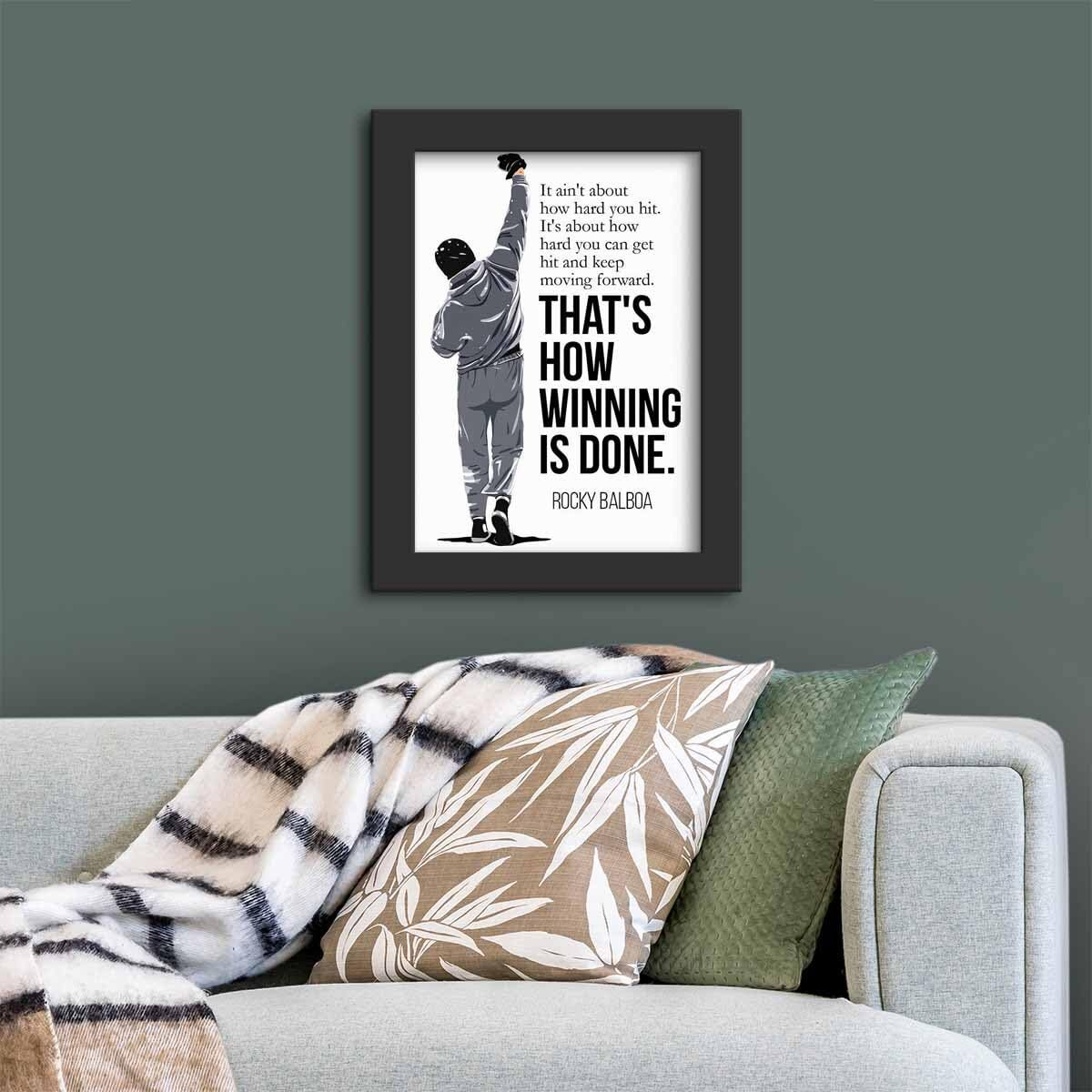 Dmcreativitycraft Rocky Balboa Quotes Hollywood Movie Posters Framed Poster For Wall Hanging Living Room, Bedroom And Desk Decor With Thick Matt Black Frame (9.5 X 12.5 Inches)