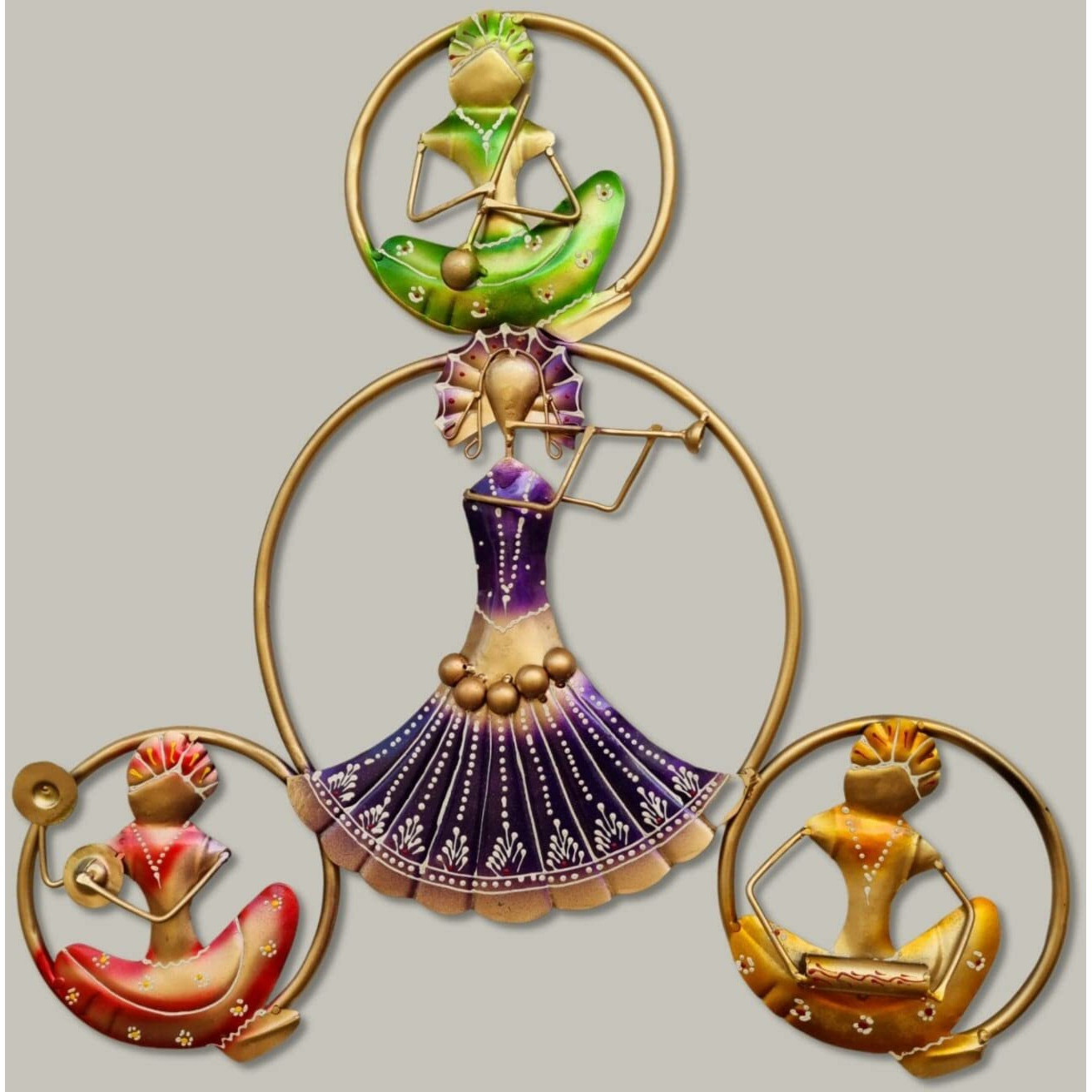 Anshika International Metal Metal Decorative Beautiful Colorful 4 Musicians Dolls Wall Art For Living Room/Bedroom Decor(Multicolor)