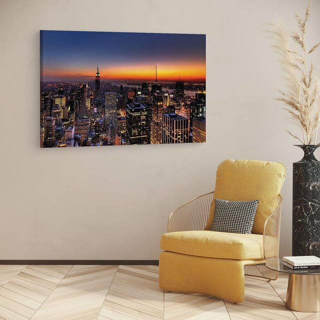 Truecanvas New York Skyline, Wooden Framed Canvas Paintings For Home Decor | Bedroom, Living Room,Wall Decoration | Wall Art Painting, Ct0311, Size 16 X 24 In