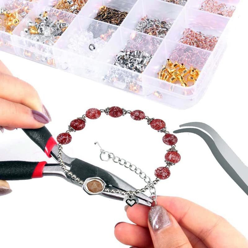 Diy Crafts 600 Grm, Dull Silver, Earring Making Kit Jewelry Makes Supplies With Earring Post Jump Rings Earring Back Tweezers Jump Ring Opener For Earring Jewelry Di(600 Grm, Dull Silver)