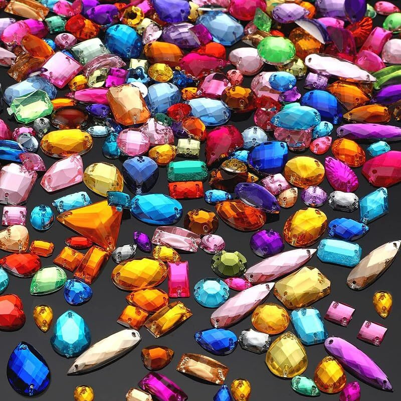 Diy Crafts 50 Pcs, Dark Red, Sewing Gems Acrylic Sewing Crystal Mixed Shapes Sew On Rhinestones With 2 Holes For Clothes Sewing Be(50 Pcs, Dark Red)
