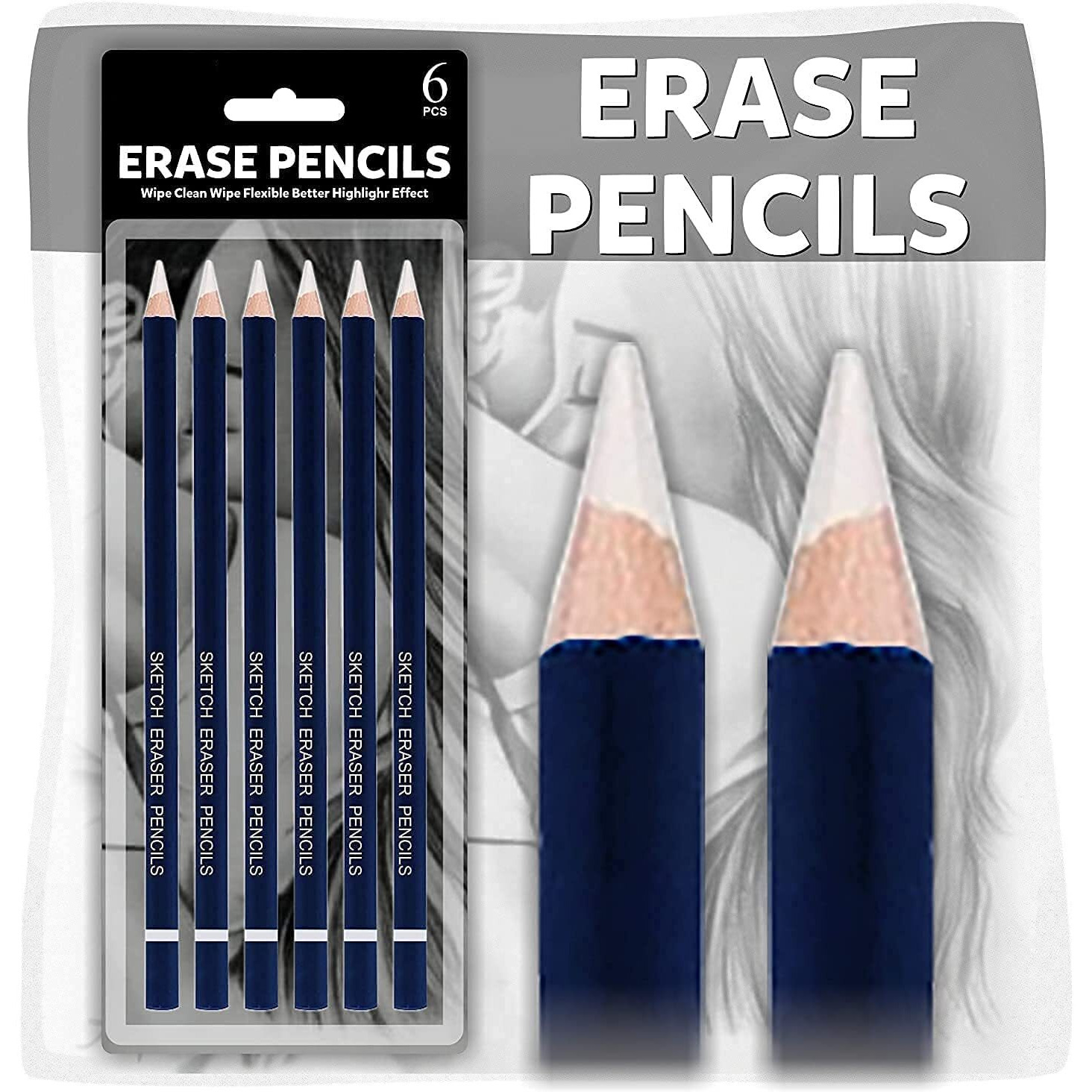 Amigozz Pencil Eraser For Artists Set Of 6 Non-Toxic Eraser For Sketching Drawing Arts Graphics Designs Pencil Eraser For Artists Set Of 6 Non-Toxic Eraser For Sketching Drawing Arts Graphics Designs