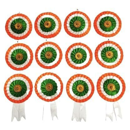 Digsmorden Finest Handmade Satin Ribbon Badges Multipurpose For All Occasions (Pack Of 10 - Med Saffron White)
