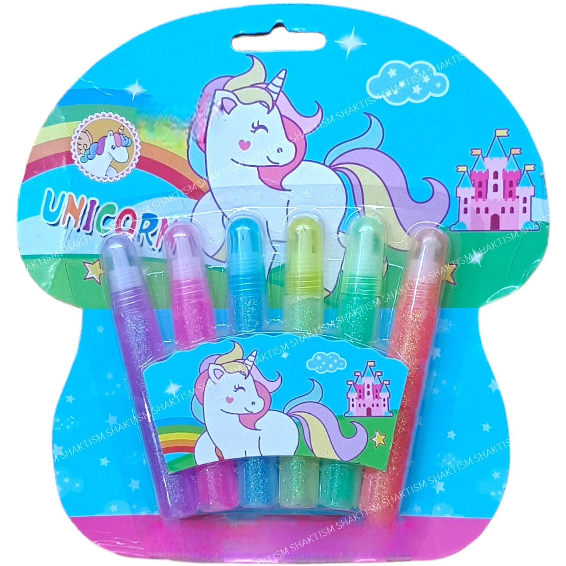 Shaktism Glitter Glue Pens, 6 Colours, Glitter Glue Pens Craft Art Project Work Decorate Birthday Card Toy Clear Non Toxic Tip Adhesive School Greeting Cards -1Pcs