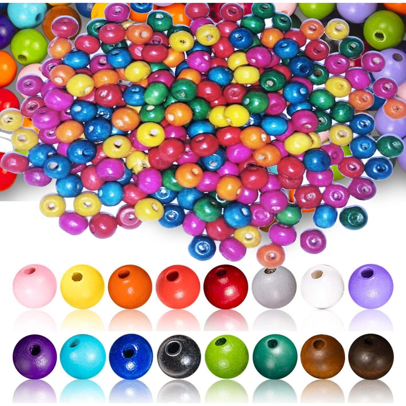 Diy Crafts 130, Easter Wood Beads, Colorful Natural Wooden Round Spacer Handmade Beads In Colors For Spring Garland, Farmhouse Decor, Diy Craft Making Easter Home (130)