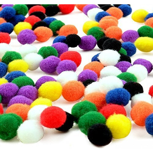 Aizelx Pom Pom 25 Mm Cotton Balls Cloth Balls Soft Balls Craft Combo Pom Pom (Pack Of 50)-Multi Color
