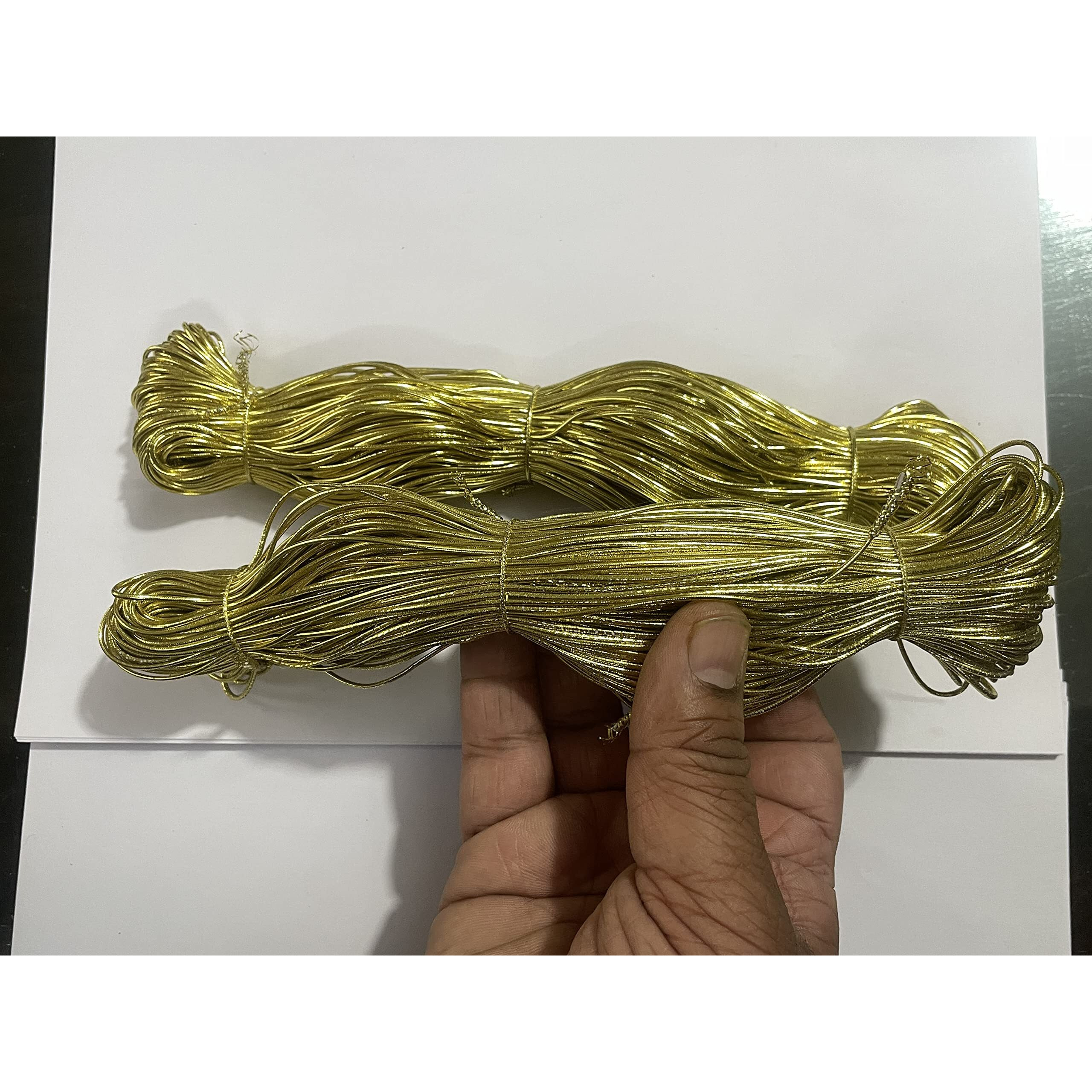 Omx, 1Mm Metallic Round Eco-Friendly Rubber Stretch Elastic Cord Bands Rope Jewelry Bracelets Strings For Garment, Craft Making Gift Wrapping (Total 260 Mtr, All Golden)