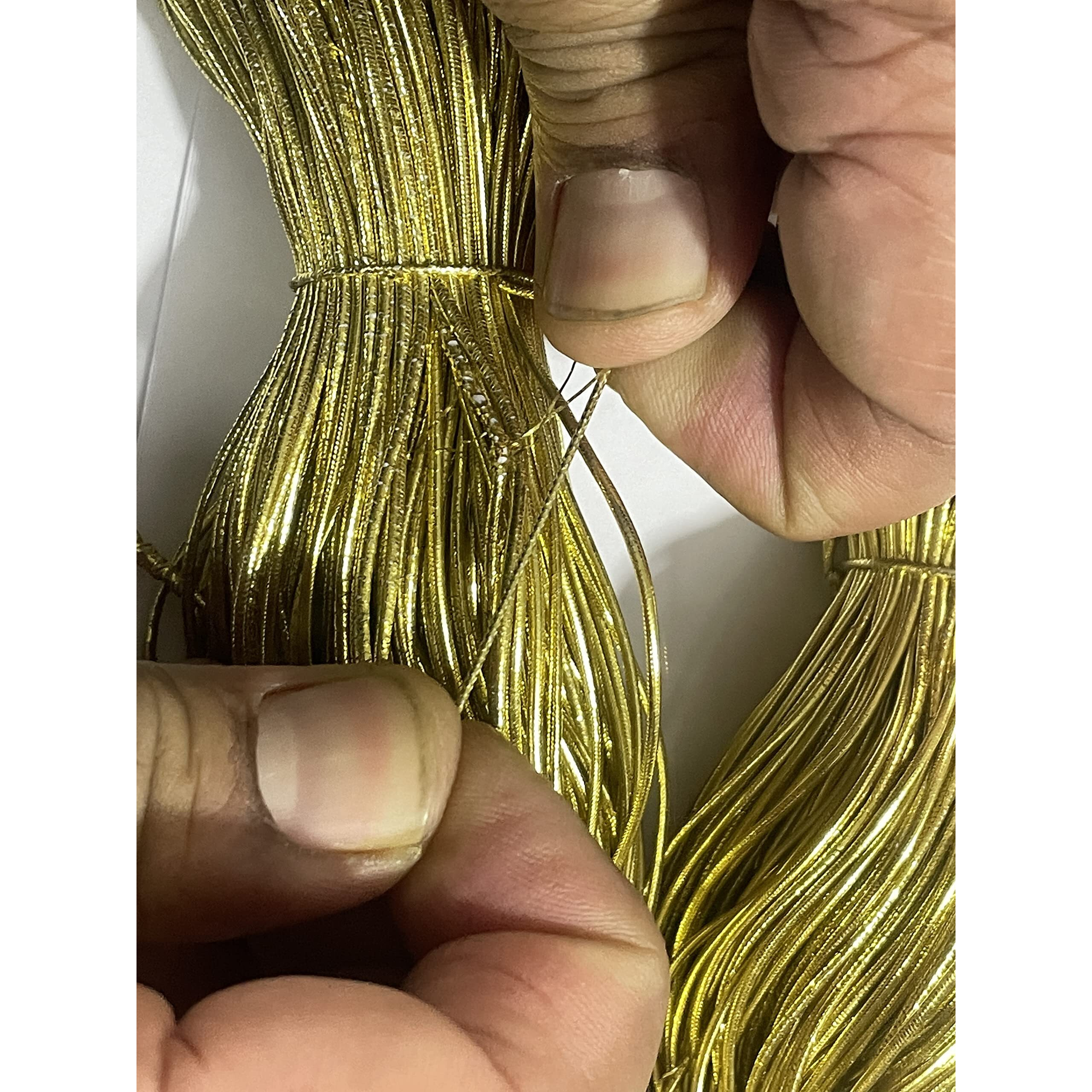 Omx, 1Mm Metallic Round Eco-Friendly Rubber Stretch Elastic Cord Bands Rope Jewelry Bracelets Strings For Garment, Craft Making Gift Wrapping (Total 260 Mtr, All Golden)