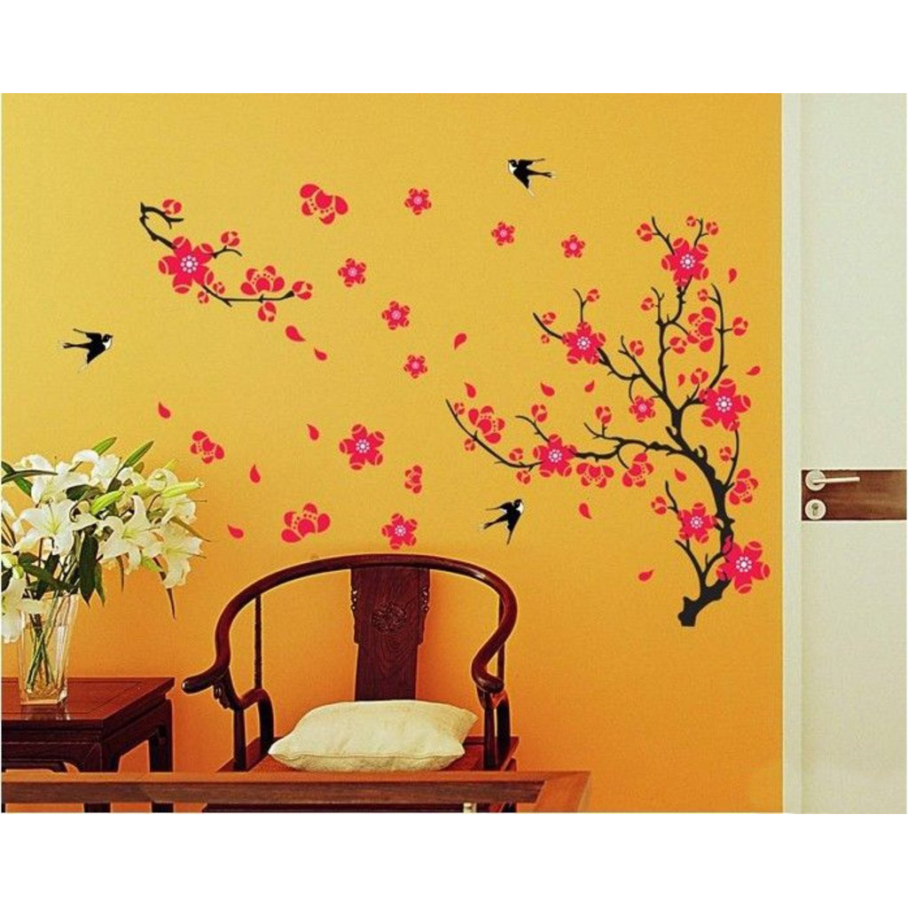 Decals Design 'Branch With Flowers' Wall Sticker (Pvc Vinyl, 50 Cm X 70 Cm)