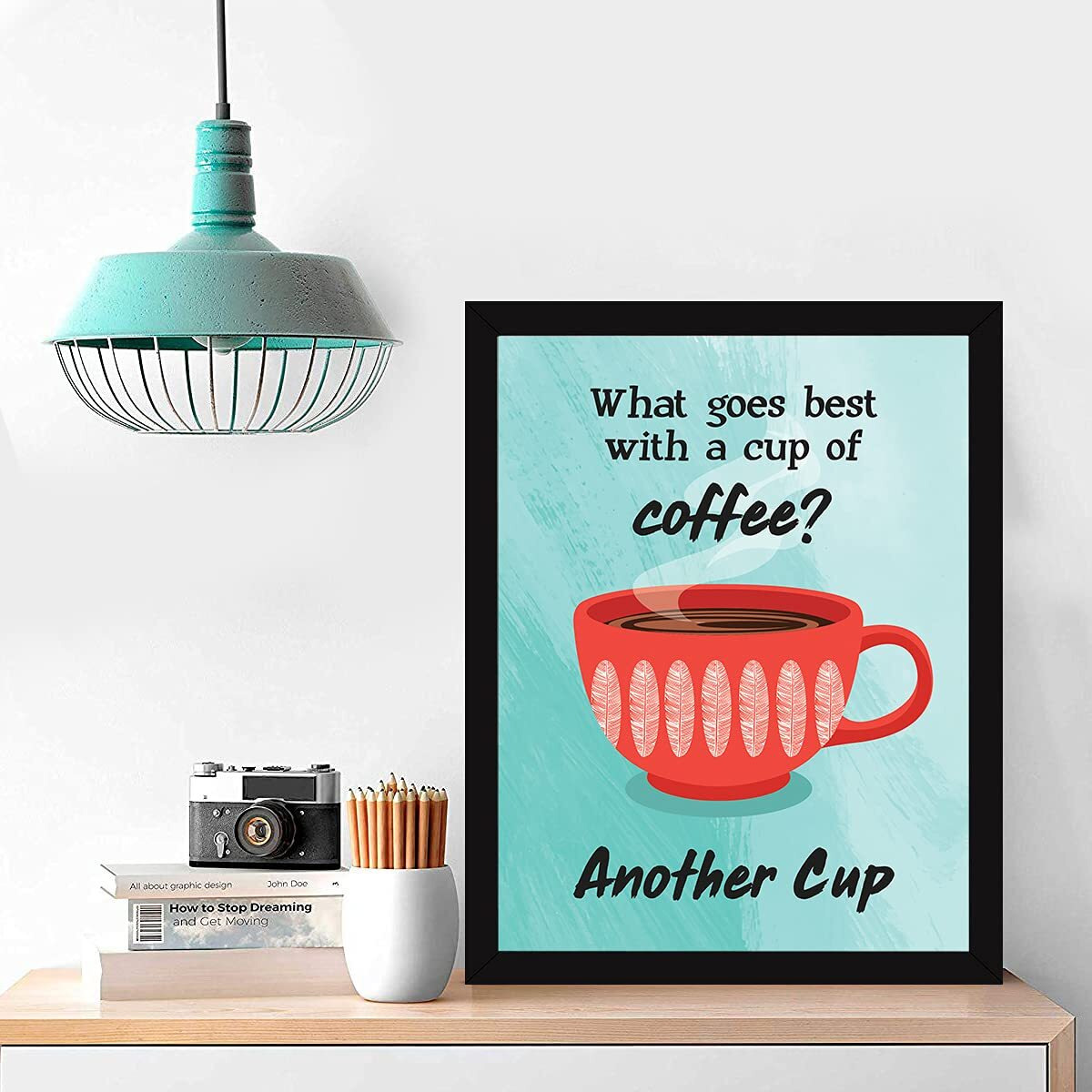 Chaka Chaundh - Coffee Poster Frame - Kitchen Quotes Wall Frames Decor - Coffee Quotes Wall Frames - Coffee Posters For Wall With Frame - Quotes Wall Frames For Dining Room -Food Quotes Frames For Home & Cafe (13.6 X 10.6 Inches)