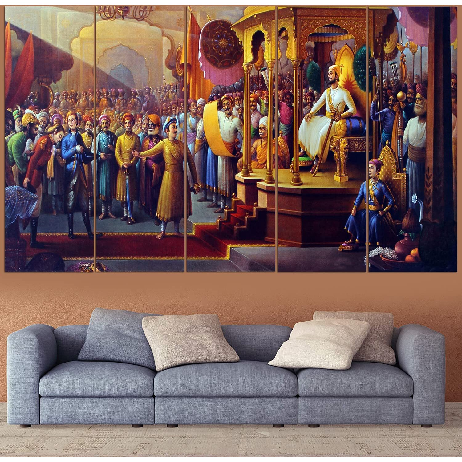 Maxstone Chattrapati Shivaji Maharaj Religious Wall Painting (30X50 Inch) Set Of -5 Big Size Wall Painting
