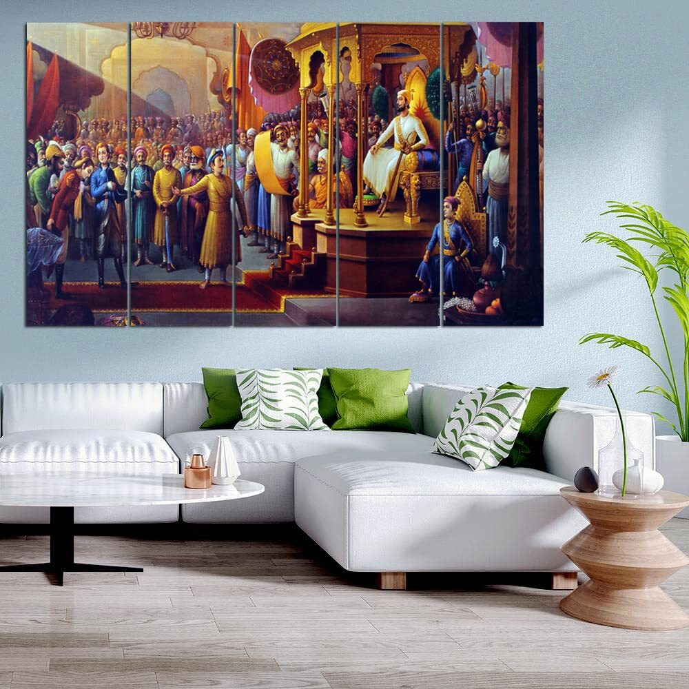 Maxstone Chattrapati Shivaji Maharaj Religious Wall Painting (30X50 Inch) Set Of -5 Big Size Wall Painting