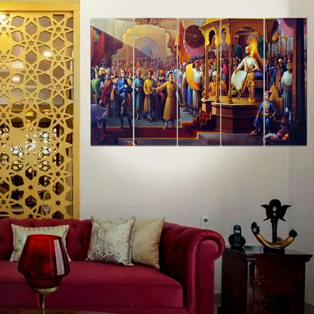 Maxstone Chattrapati Shivaji Maharaj Religious Wall Painting (30X50 Inch) Set Of -5 Big Size Wall Painting