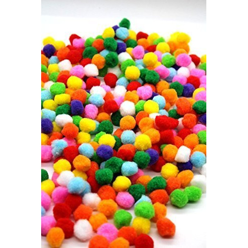 Schubert Round Shaped Pompom Mixed Color Soft Fluffy For Art & Craft, Party Decoration, Handicrafts (Size 2Cm / Approx 200 Pcs)