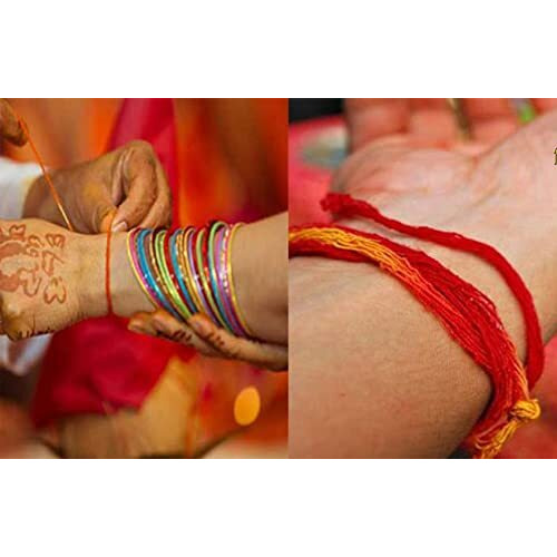 Pure Cotton Maanglik Mouli Dhaga Kalawa Roll For Puja | Best Hindu Religious Mouli | Wrist Thread Band/Mouli Rakhi/Raksha Sutra Roll (25 Meter Each) Pack Of 6 Pec