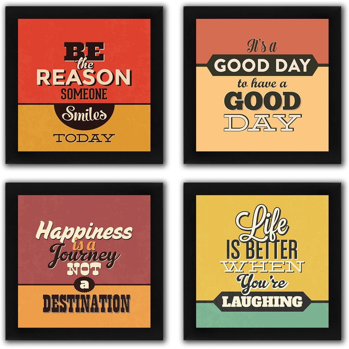 Interio Crafts Motivational Wall Frames, Inspirational Framed Posters, Posters For Study Room Wall Decoration - Black Frame - 10 X 10 Inches - Pack Of 2