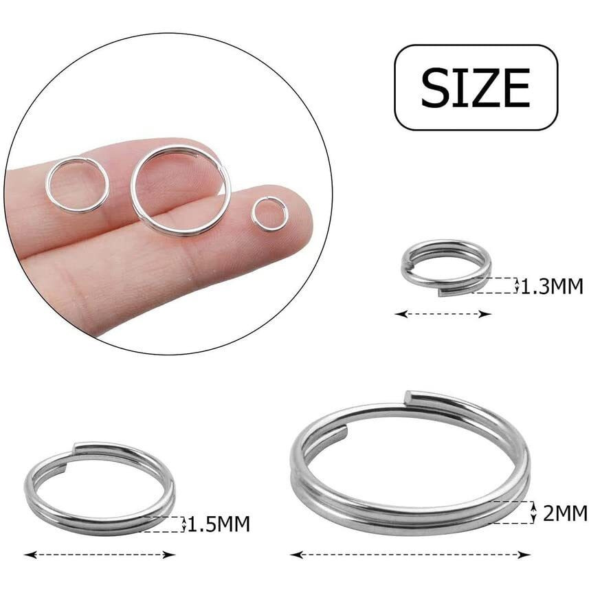 Diy Crafts 50X Pcs, Nickel Silver, 6/10/15Mm Double Loop Jump Rings Small Key Chain Rings Round Metal Split Rings For Keys Organization (50X Pcs, Nickel Silver)