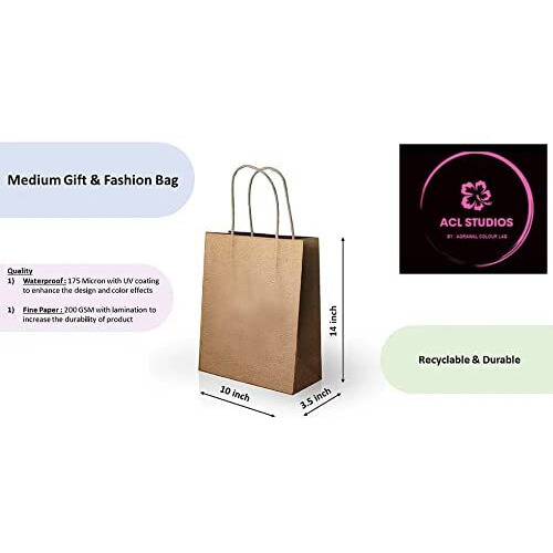Acl Studios Refreshing Flora Gift Bag Or Fashion Bags For Diwali Gifting, Birthday Gifts, Marriage Gifting, Christmas Gifts, Baby Showers & Shopping (Pack Of 10 Paper Bags)- Medium