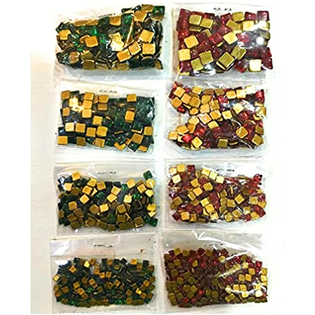 Square Tanjore Painting Kundan Stones Set (3Mm-6Mm, Multicolor)-100 Stones Per Size And Colour In A Pack (8X4 Mm)