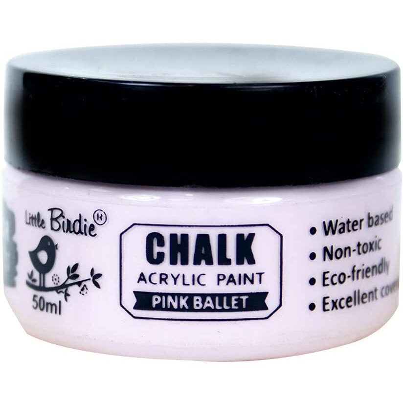 Little Birdie Home Decor Chalk Paint Pink Ballet - 50Ml |Chalk Paint For Wood Furniture, Wall, Home Decor, Glass, Paper, Terracotta Pots & Matte Acrylic Chalk Paint | Multi Surface Paint