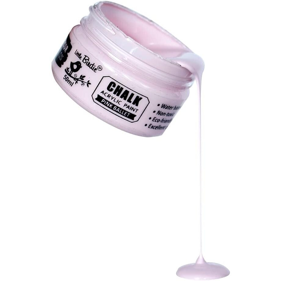 Little Birdie Home Decor Chalk Paint Pink Ballet - 50Ml |Chalk Paint For Wood Furniture, Wall, Home Decor, Glass, Paper, Terracotta Pots & Matte Acrylic Chalk Paint | Multi Surface Paint